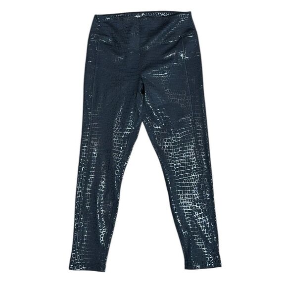 Victoria’s Secret PINK women’s medium black glossy shimmer snake print leggings - Picture 1 of 4